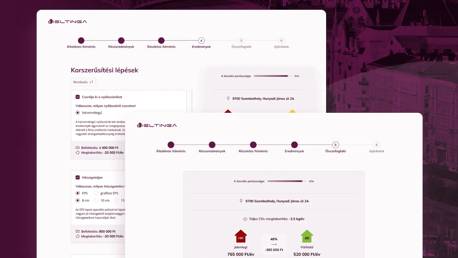 Eltinga Energieeffizienz-Plattform: Eingabemaske für Gebäudedaten